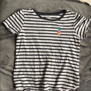 black and white striped shirt with pineapple